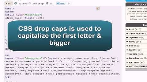 CSS Tutorial : css drop caps