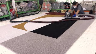 : Process of Making Extra Large Carpet. Korean Hand Tufted Carpet Factory.ASMR