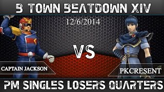B-Town Beatdown XIV - Captn Jackson (Captain Falcon, Fox) vs PKCrescent (Marth) PM Singles Bracket