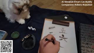 Ai Buddy Robot Cat Companion Robot Learning Chinese Calligraphy Treasures.