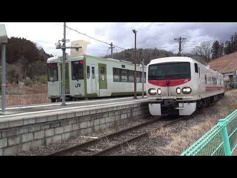 磐越東線 要田駅 キヤＥ１９３系検測車 運転停車発車 2019.02.20