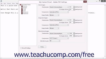 The Images Category in Preset Adobe PDF Settings - Adobe Acrobat XI Training Tutorial Course