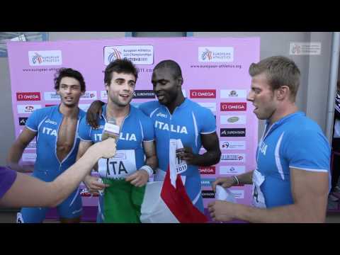 Italy 4100m Relay Men - flash interview (ECH U23 O...