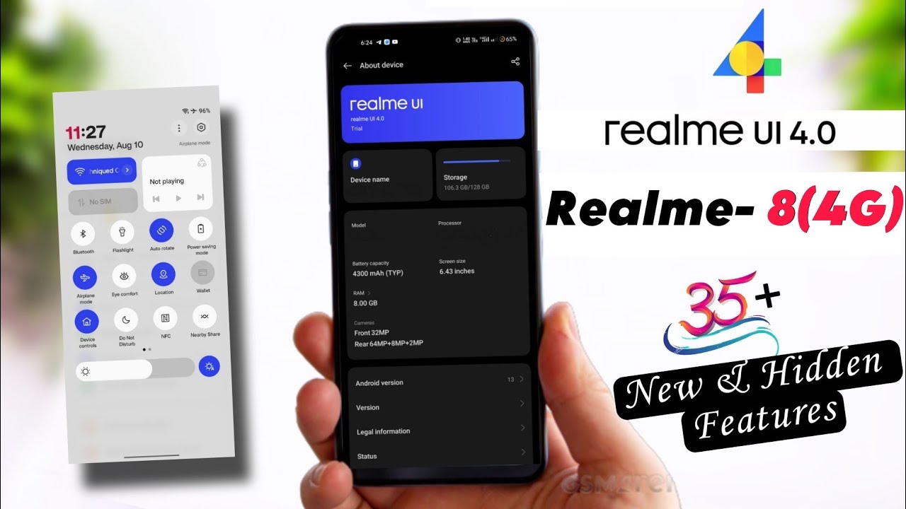Realme 8(4G) Realme Ui 4.0 Update 35+New & Hidden Features | Realme 8 Android 13 Update New Features