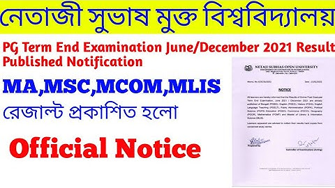 Nsou PG Term End Examination June/December 2021 Result Published .Nsou PG Result Officiall Notice.
