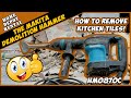 How to use the Makita Demolition Hammer to remove kitchen backsplash tiles [Home Depot Rental]