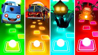 Tayo The Little Bus vs Bus Eater vs Spider House Head vs Choo Choo Charles | Tiles Hop EDM Rush