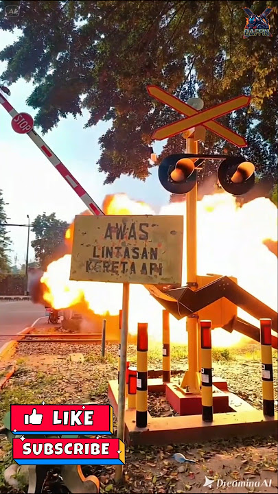 Palang Pintu Kereta Api Rusak Ada Apinya.# #train #keretaapi #traincrashes #trendingnow