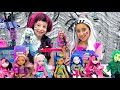 Nastya and a party at school in the style of Monster High toys