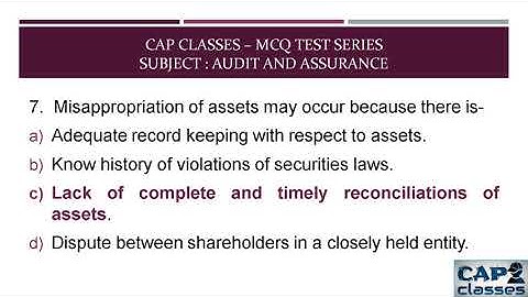 SA 240 MCQ Test Part 1 | CAP CLASSES