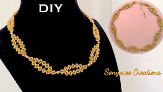 Golden eyelet Necklace || DIY Necklace || How to make beaded necklace
