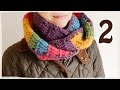 カラフル・スヌードの編み方（２）　巻きかがり／糸の始末／細編みで縁取り