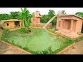 Survival girl building a beautiful village house pools for billionaire relaxing spend 365 days 1m