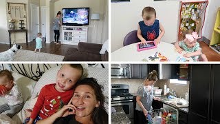 DAY IN THE LIFE OF A MOM OF 2 || SICK TODDLER AND POWER HOUR CLEANING ROUTINE