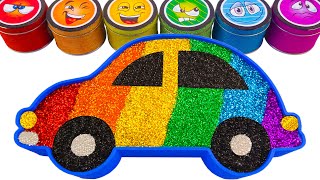 Satisfying Video | How To Make Rainbow Car Bathtub With Glitter Slime Cutting ASMR | Making By Yo Yo