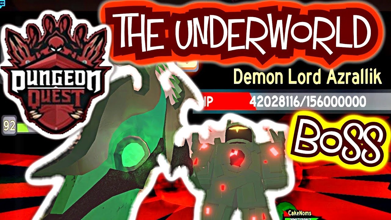 First Battle In The Underworld Defeat New Bosses Demon Lord Azrallik In Dungeon Quest Roblox Youtube - demon wings of super jump roblox