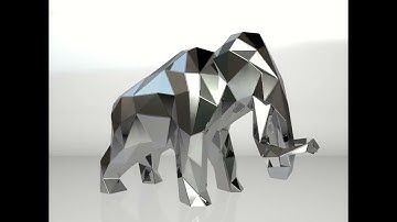 Template for DIY metal sculpture, Pattern of Mammoth low poly model in DXF and PDF Format Blueprints