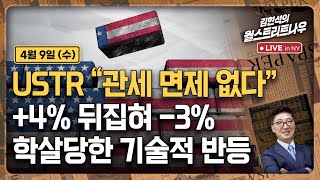 [김현석의 월스트리트나우-4월9일] USTR "관세 면제 없다" | +4% 뒤집혀 -3%...학살당한 기술적 반등
