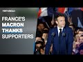 France’s Emmanuel Macron thanks supporters after re-election
