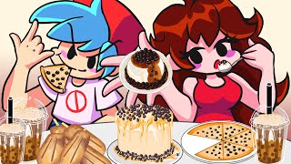 FNF Boyfriend X Girlfriend love Milk Tea - Friday Night Funkin&#39; Animation Mukbang