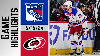 New York Rangers vs Carolina Hurricanes | Game 6 Highlights | 5/16/24