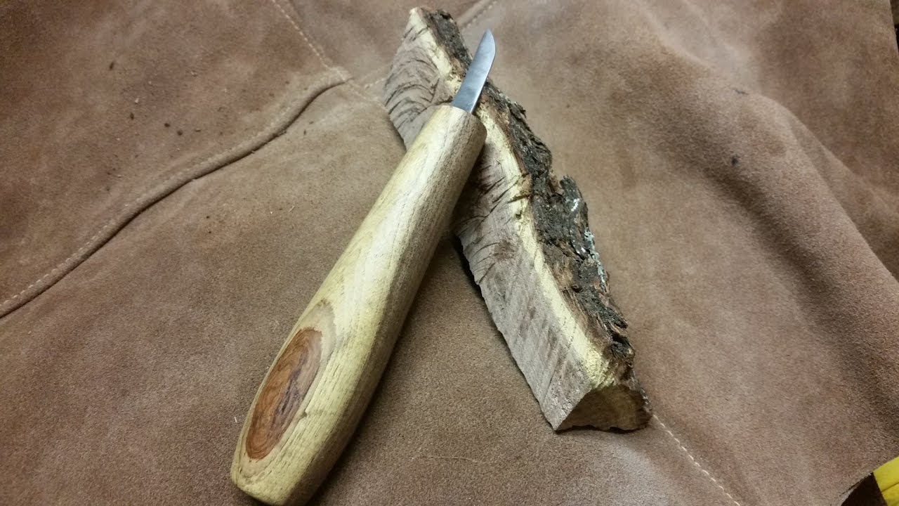 Homemade carving knife from Sawzall blade and Mesquite (Drill press as