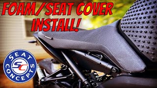 SEAT CONCEPTS FOAM/SEAT COVER INSTALL | 2019 Yamaha MT-09 | MTmotoRIDER