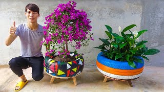 Amazing Garden, Recycling Old Tires into Beautiful Planters Pots for Small Garden