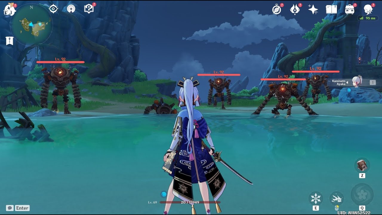 Solo C0 Ayaka (69 HP) vs 4 Ruin Guards | Genshin Impact