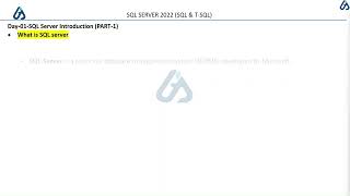 AIT-Solutions || SQL SERVER 2022||1.Day-01- SQL Server Introduction-What is SQL server