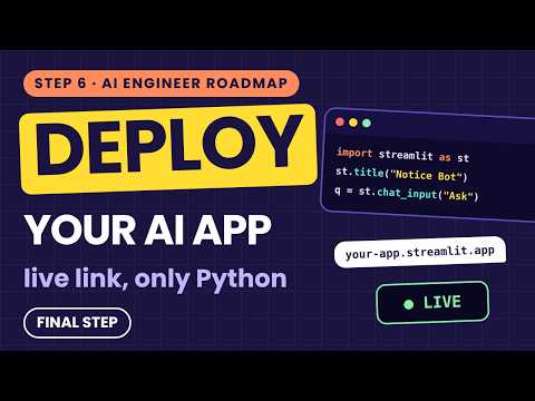 Build and Deploy Your AI App |Streamlit Chatbot with a Live Link | Step 6 of the AI Engineer Roadmap