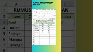 CARA MENGGUNAKAN RUMUS PENGURANGAN DI EXCEL #shorts #excel #exceltips CARA MENGGUNAKAN RUMUS PENGURANGAN DI EXCEL #shorts #excel #exceltips