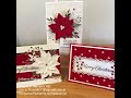 Three Christmas Cards featuring the Red Velvet Paper from Stampin Up - stampinwithjulianne