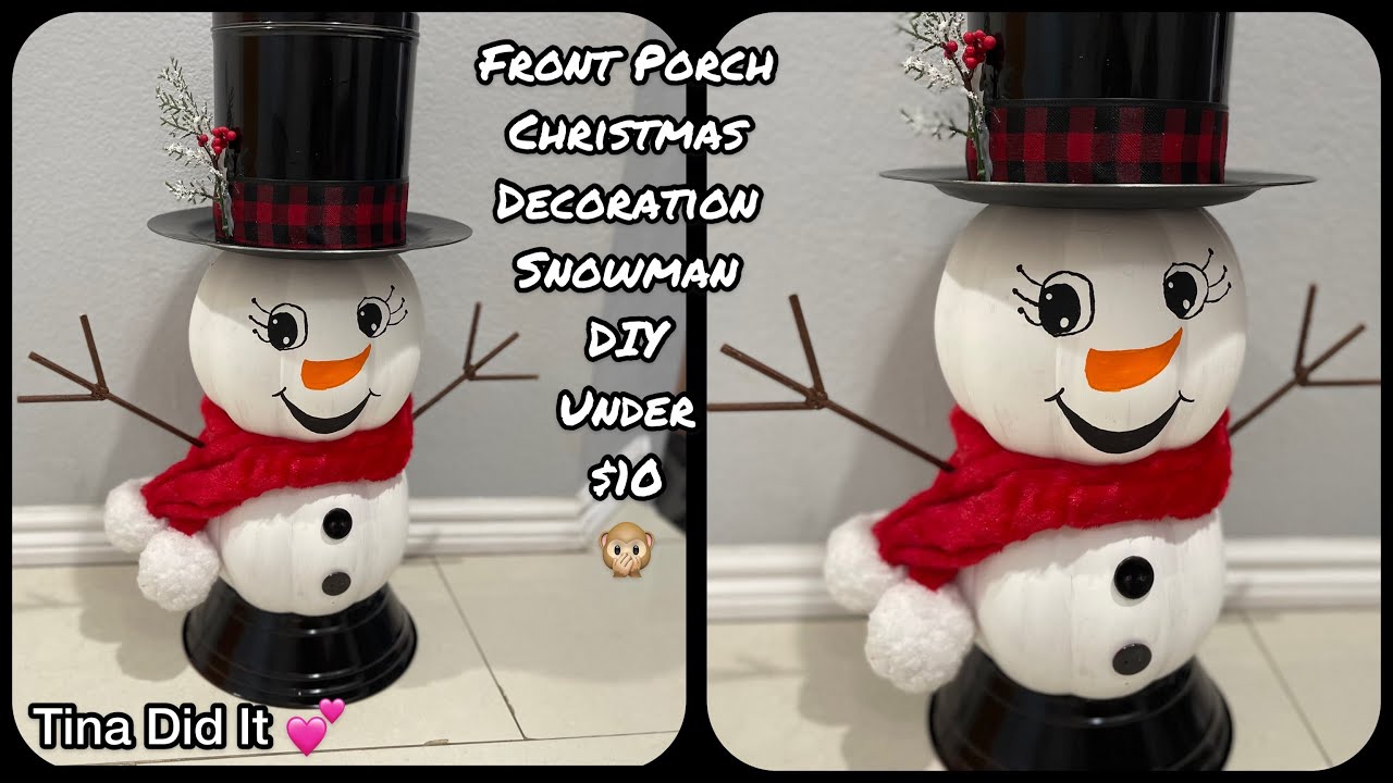 Christmas outdoor decoration ideas front porch snowman DIY using