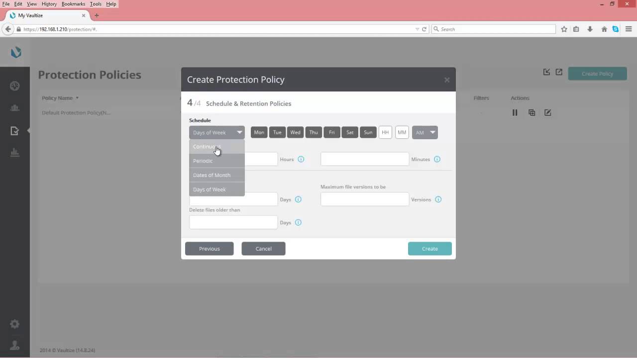 Vaultize: Demo of Data Protection and Retention Policy