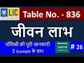 LIC Jeevan Labh Table No. 836 With 3 Example