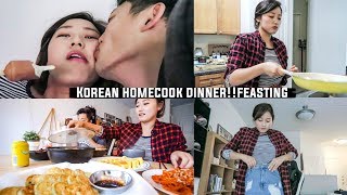 [foodvlog#22] Korean style homecooked feast!with Fiance♥(ft.kimchi stew, kimchi pancake)