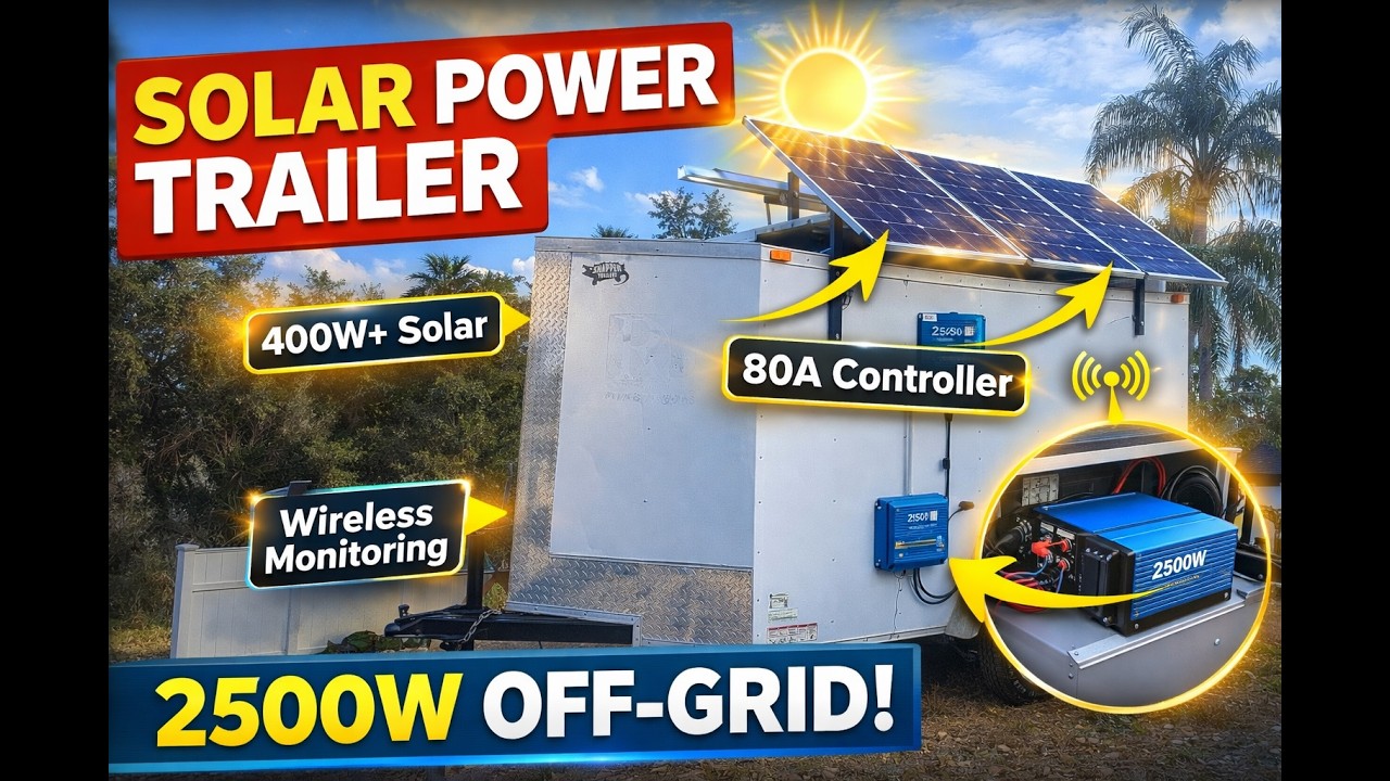 DIY HQST Solar Power Trailer Build 2500W Off-Grid Power Anywhere! # ...
