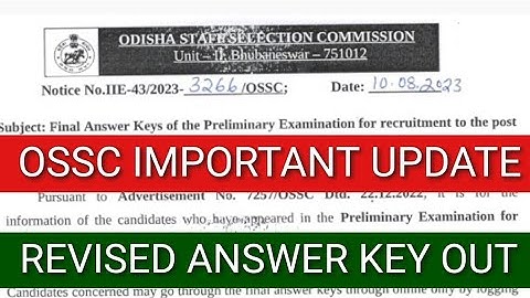 OSSC important Update// ACCOUNTANT FINAL ANSWER KEY OUT// OSSC ACCOUNTANT 2023// Odisha Job