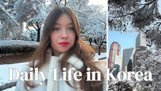 Korea Vlog❄ | First Snow, Olive Young & Daiso Shopping, Best Peeling Pads