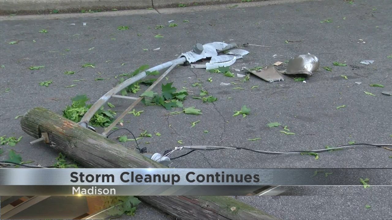 Storm cleanup begins in Madison - YouTube