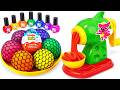 Satisfying Video l How to make Rainbow Noddles with Stress Balls &amp; Nail Polish Cutting ASMR