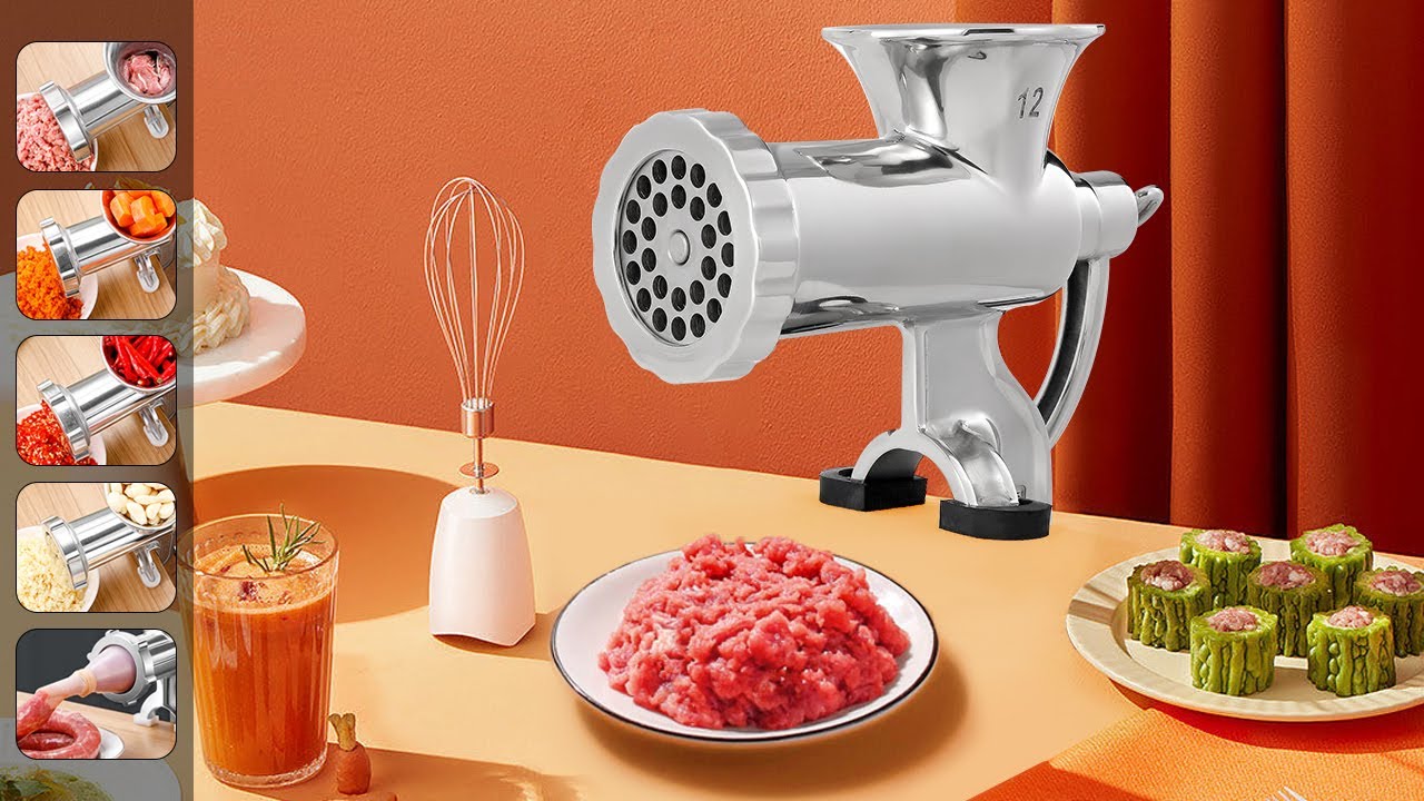 Manual Meat Grinder Stainless Steel Hand Meat Grinder Commercial Sausage  Stuffer Maker Meat Chopper for Ground Pork Beef Garlic Chili