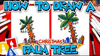 how to draw a christmas palm tree