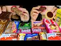 ASMR TRYING SNACKS FROM AROUND THE WORLD (Kinder, Turkish delight, Cake, Cookie, Bitter Chocolate 먹방