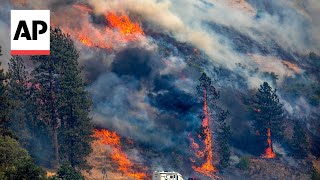 Video shows wildfires tearing through the Idaho border