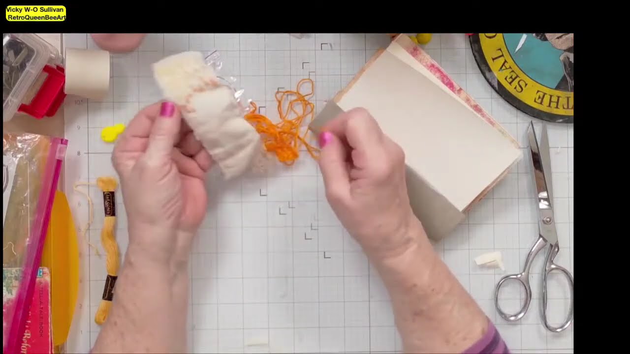 Mark Making on Fabric with Embroidery Thread | Junk Journal Binding Accent video