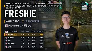 Marsborne freshie (14-5) T B Playmaker on Ancient vs LAG @ StarLadder StarSeries Fall 2026 NA CQ