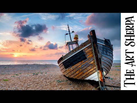 Sunset sea and beached Boat 🌟🎨 How to paint acrylics for beginners: Paint Night at Home