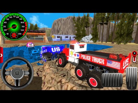 Offroad Outlaws : Juego De Four Police 6x6 Monster Pickups | Four Players Gameplay.